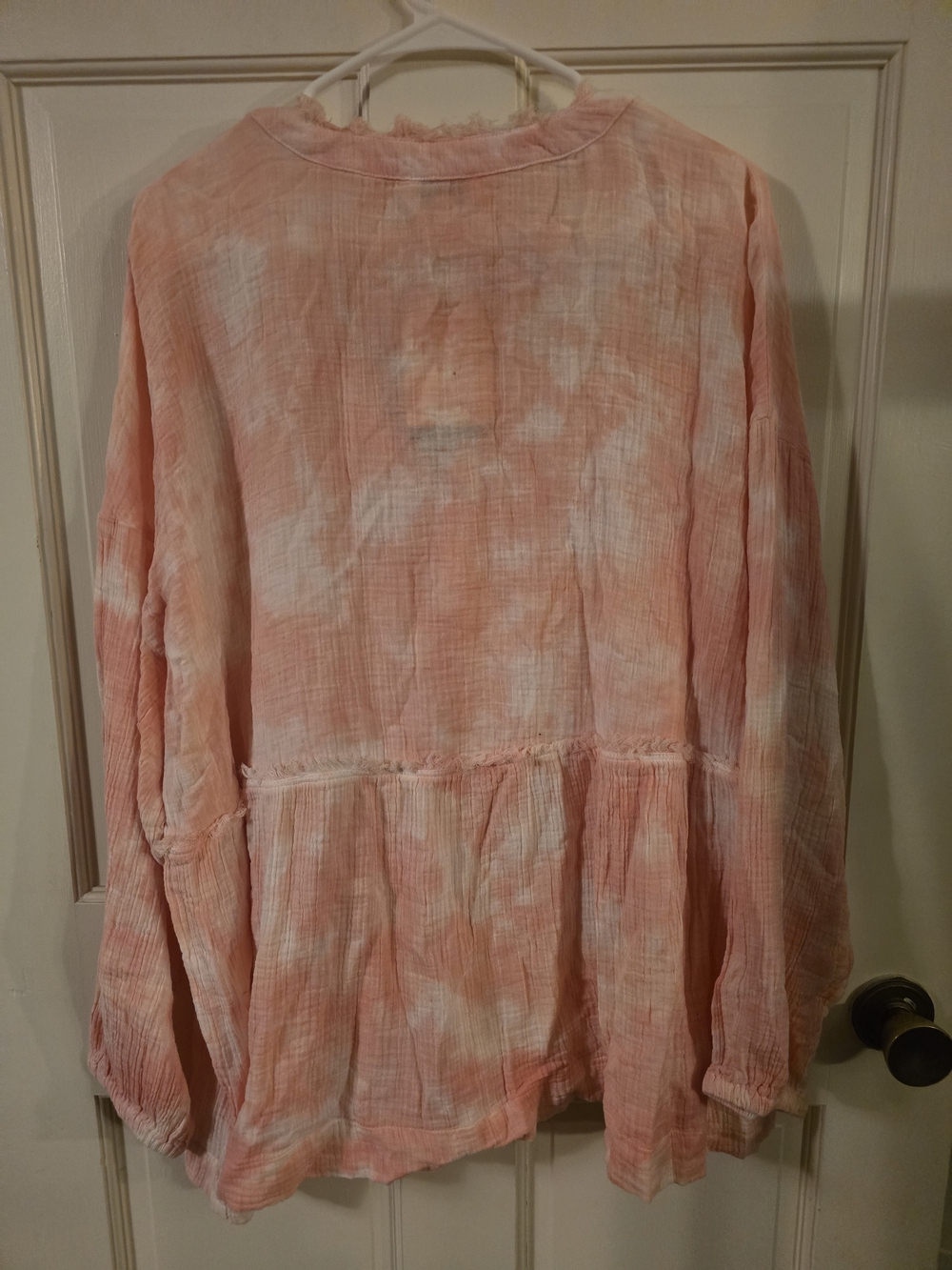 Wonderly Peach-Pink Tie-Dye Peasant Tunic #276 - Picture 2 of 3